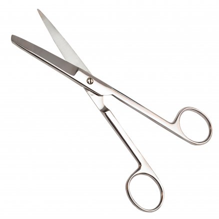 Ножиці операційні з одним гострим кінцем, прямі. Довжина 17,0 см, довжина робочої частини 50 мм